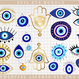 EVIL EYE BUNDLE Svg Png Dxf, Humsa Svg Cutfiles image, Turkish Eye svg, Evil Eye Protection svg, eps, dxf, png, Files For Cricut, silhouette