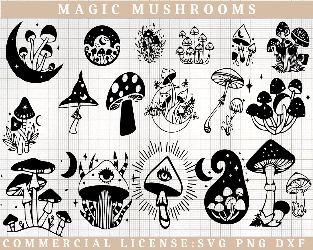 MUSHROOM SVG BUNDLE, Magic Mushroom Svg, Dxf, Png, Jpg, Celestial