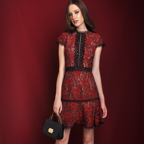 bloody red cocktail dress