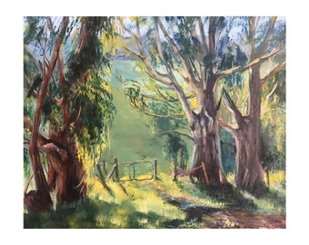 Landscape Artwork Original Oil Painting Landscape Artwork Eucalyptus Painting Eucalyptus Light Wall Art 16 by 20”inches