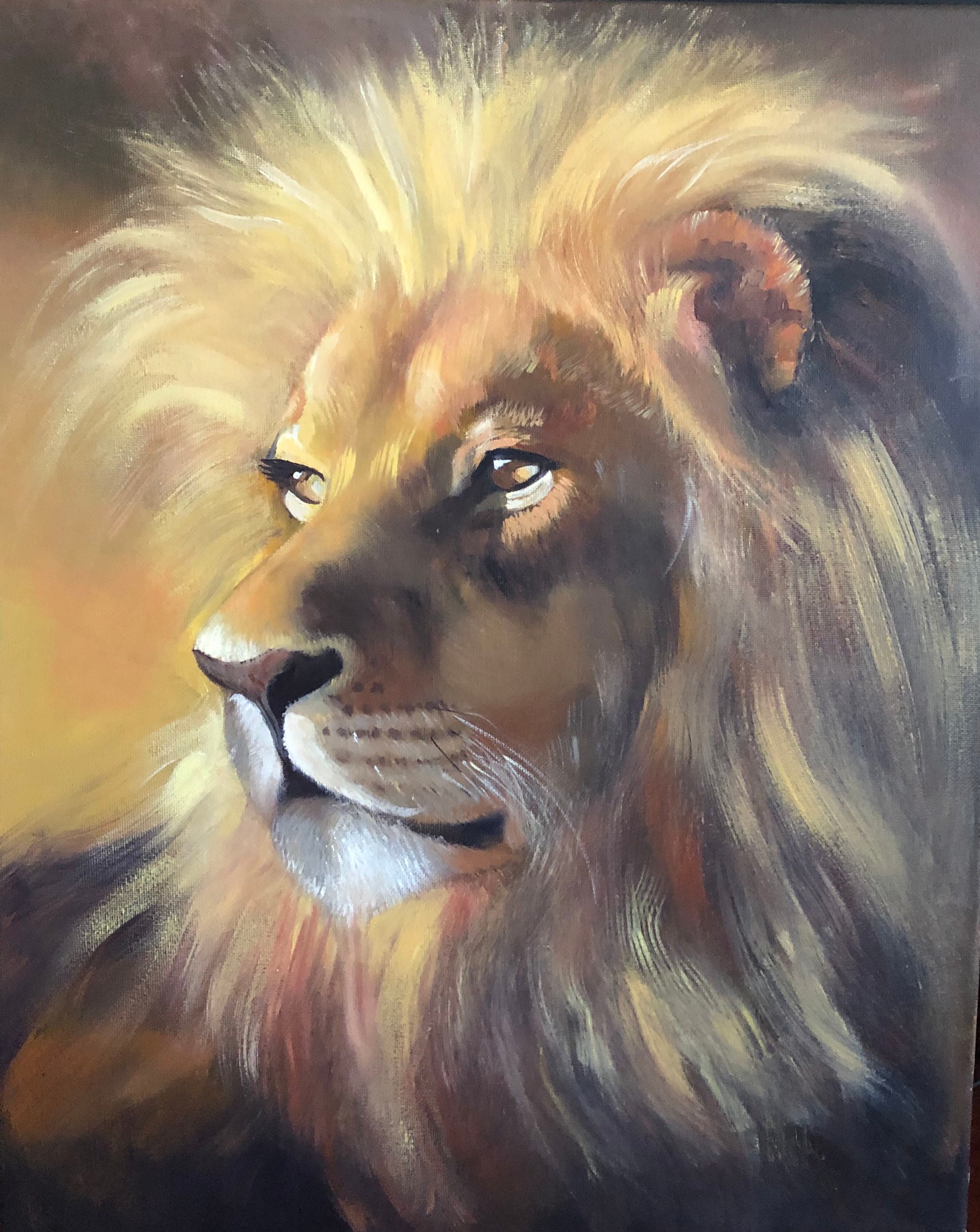 Lion Oil Painting Impressive Wild Head Animal Colorful Etsy