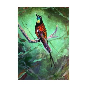 Hummingbird Painting Original Acrylic Artwork Hummingbird Wall Art Topaz Hummingbirds Painting  5” x 7” inches by RanoJonArt