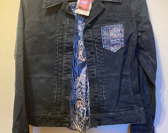 Paisley upcycled denim jacket