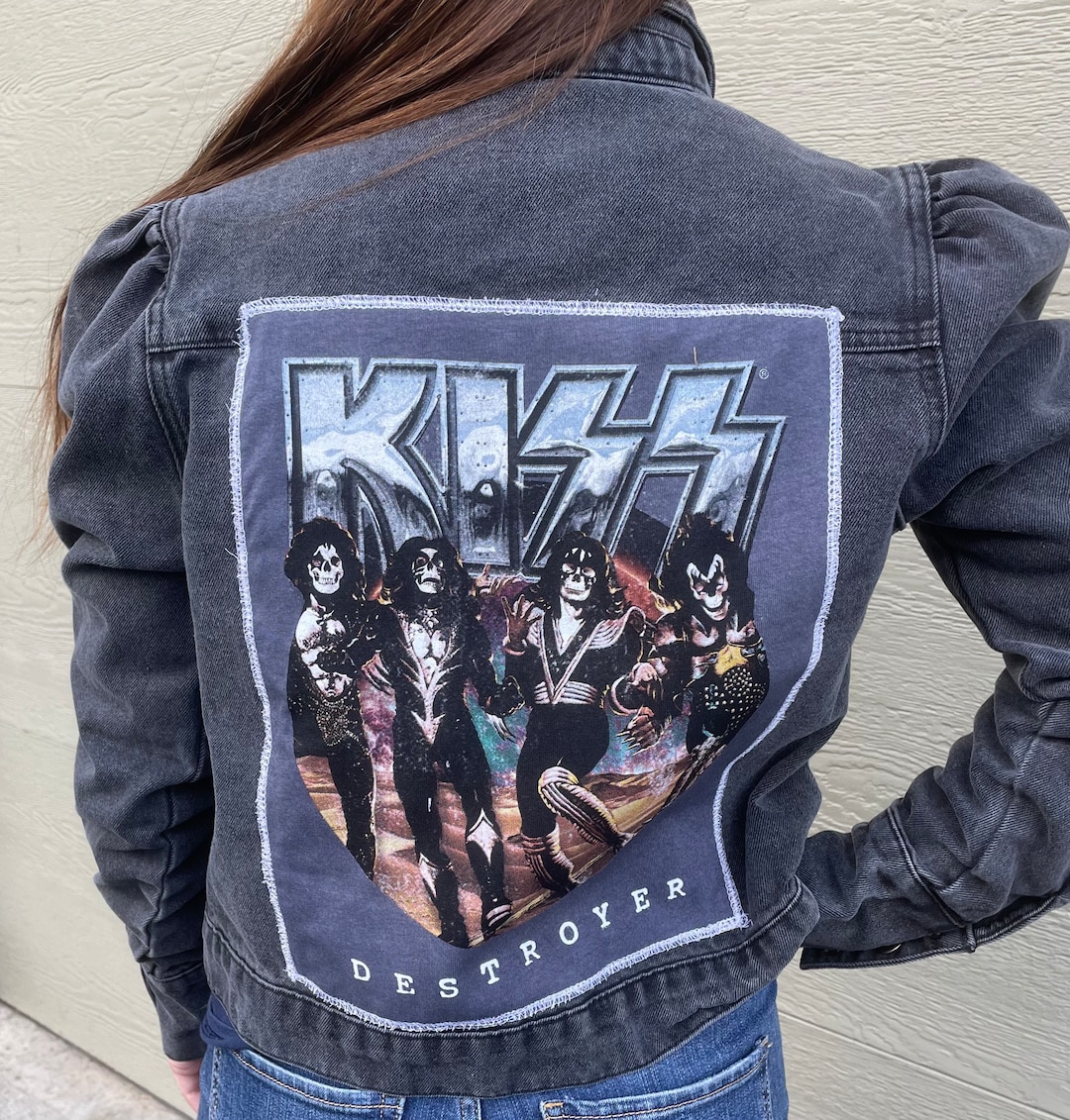 Kiss Upcycled Denim Jacket - Etsy