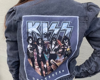 Kiss upcycled denim jacket
