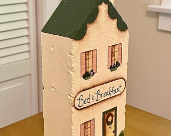 Adorable bed and breakfast decorative door stop - Hand painted on brick - One of a kind door stopper