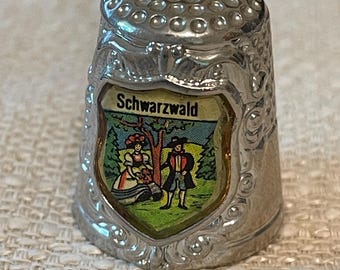Vintage metal souvenir thimble from the Schwarzwald (Black Forest) region of Germany