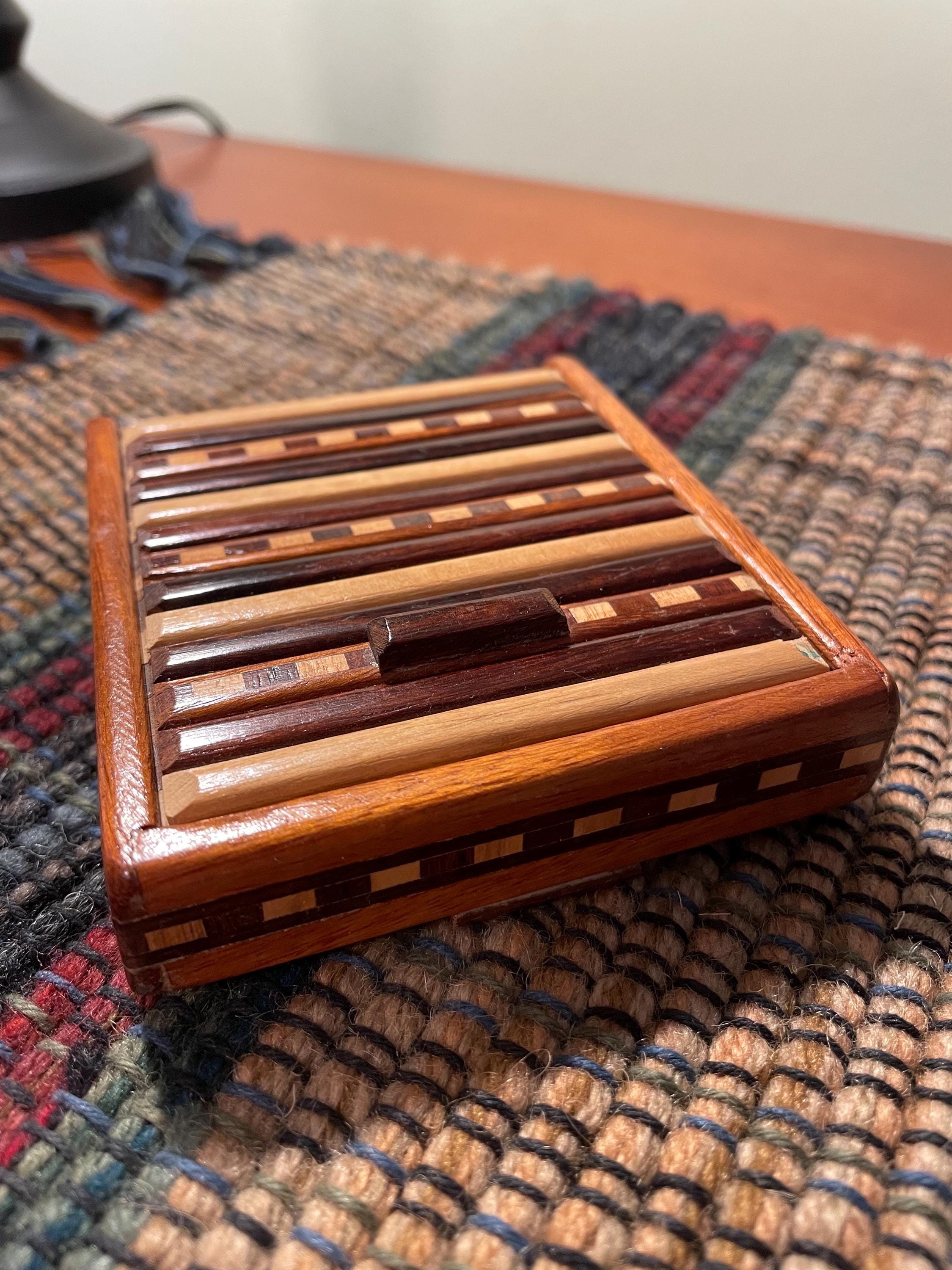 Fsu Wood Inlay Vintage Wood Inlay Case With Pyramid Design - Rolling Lid - Very Unique ...