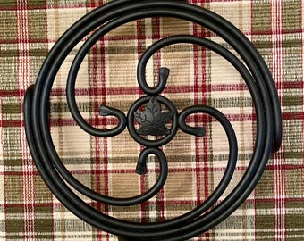 Vintage Longaberger Wrought Iron Black Maple Leaf Trivet
