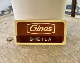 Vintage 1970's Gino's Hamburgers Employee Pin Badge