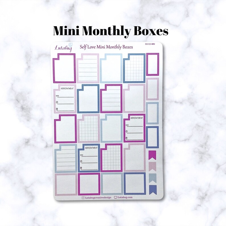 Self Love, Mini Monthly Boxes, Planner Box Stickers, Functional Mini ...