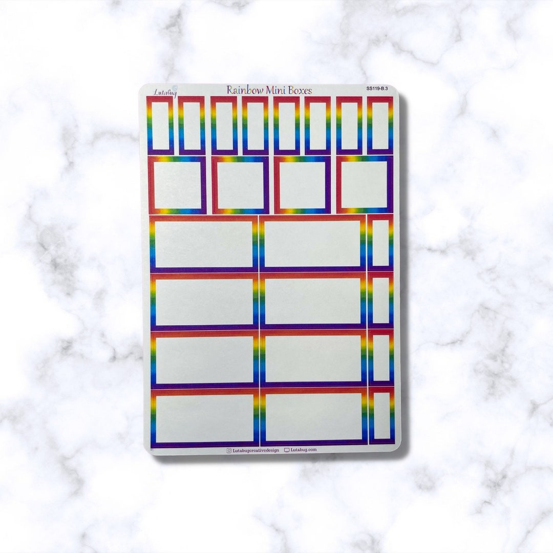 Rainbow Mini Vertical Planner Box Stickers - Etsy
