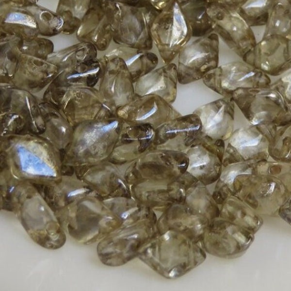 Crystal Gleam Orange Glaze Transparent, GemDuo 2 Hole Seed Beads, 10 grams - Item TH60-10