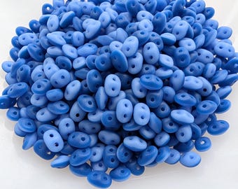 Duet Matte Denim Blue Glass, SuperDuo 2 Hole Seed Beads, 10 grams - Item TH50-203