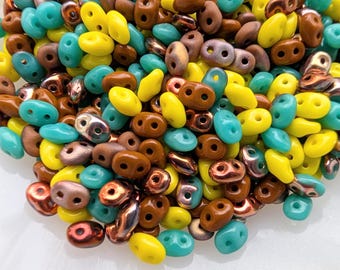 Sand and Surf Mix Glass, SuperDuo 2 Hole Seed Beads, 10 grams - Item TH50-