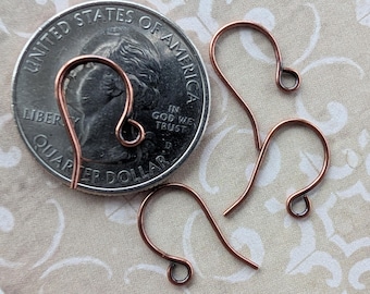 Antique Copper Ear Wires - Earring Hooks - French Hook - Fish Hook - Item M30-2