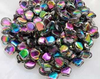 Backlit Utopia, Ginko 2 Hole 7.5 mm Leaf, Fan Shaped Beads, 10 grams  - Item TH70-36