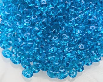 Transparent Aqua Blue, SuperDuo 2 Hole Seed Beads, 10 grams - Item TH50-