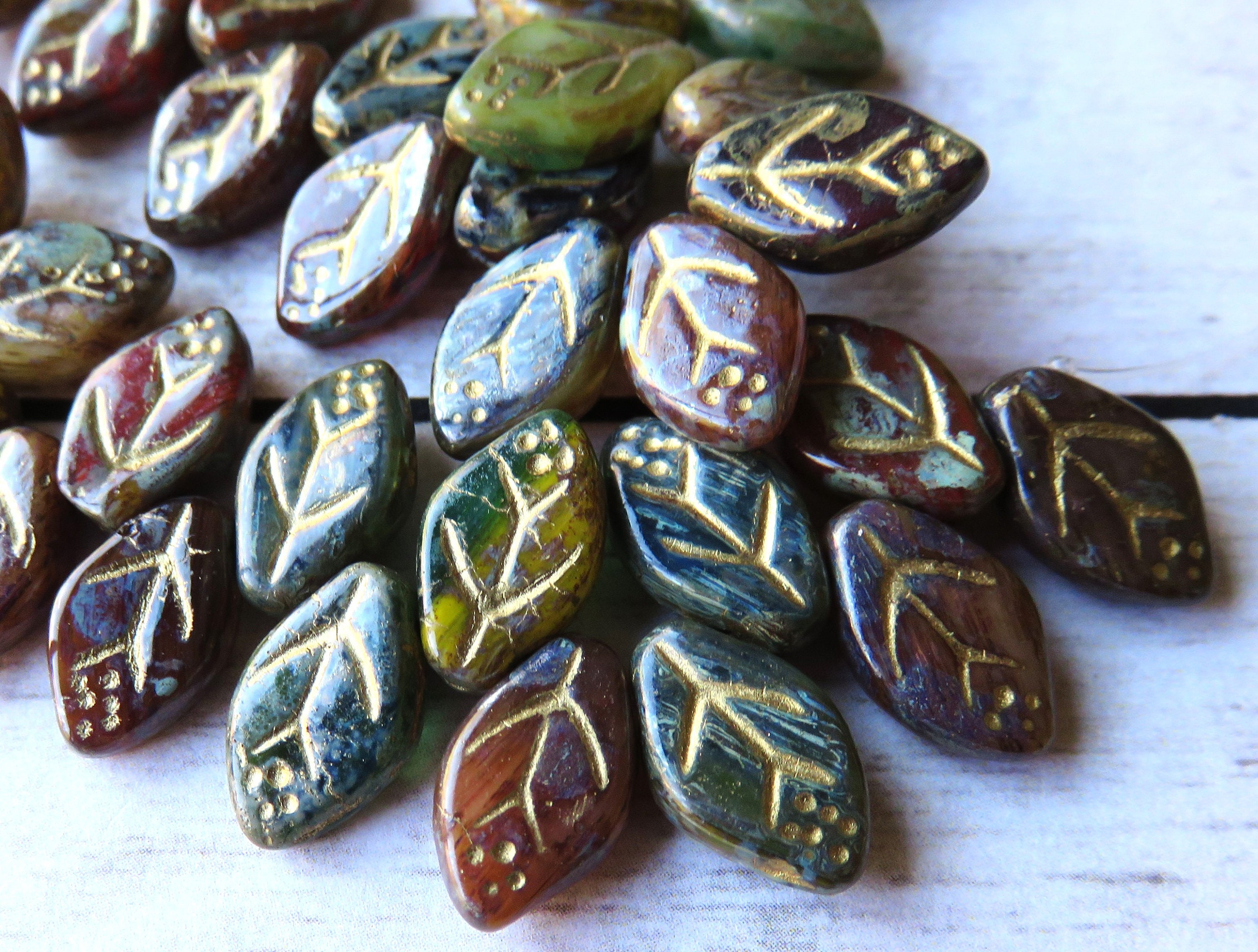 Picture of Multi Colored Mixed Fused Opaque Glass With Gold Wash Czech - Etsy