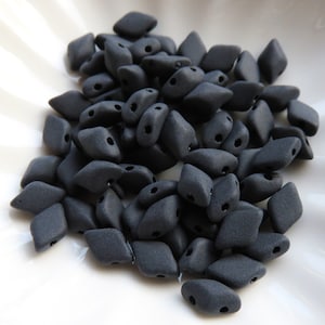 Matte Jet Black, GemDuo 2 Hole Seed Beads, 10 grams - Item TH60-18
