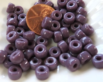 Opaque Grape Purple, Matubo 2/0 Czech Glass Seed Bead, Crow, Pony Bead, E Bead, Large Hole, 50 Beads - Item SB10-35
