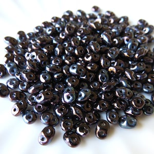 Jet Black Nebula, SuperDuo 2 Hole Seed Beads, 10 grams - Item TH50-2