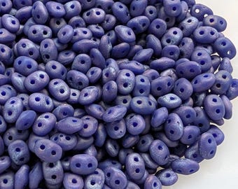 Matte Nebula Royal Blue, SuperDuo 2 Hole Seed Beads, 10 grams - Item TH50-195