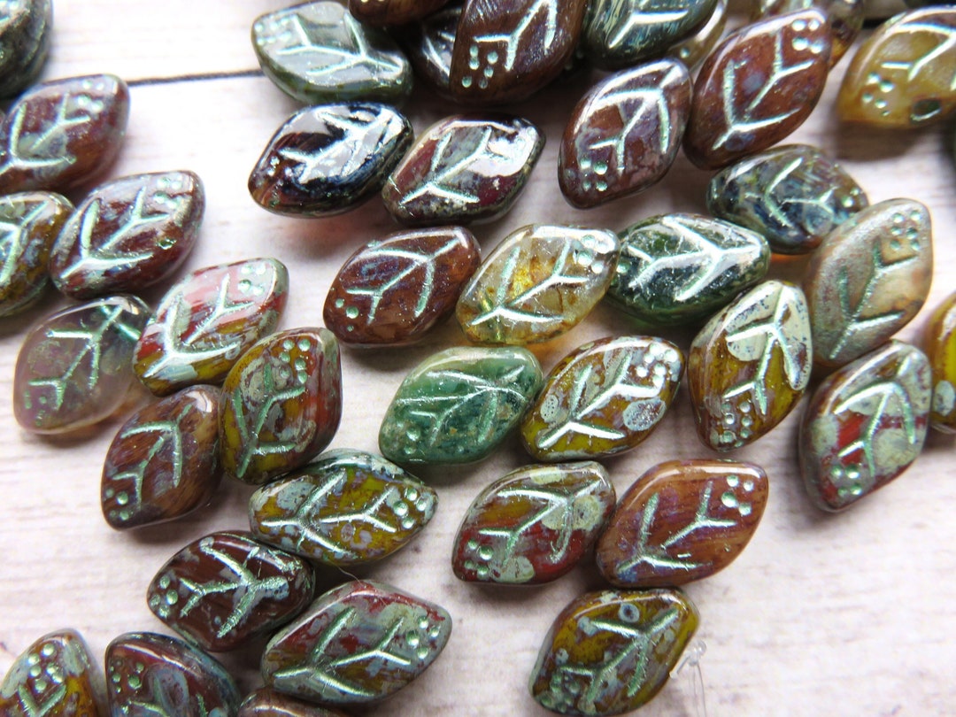 Image showcasing Multi Colored Mixed Fused Opaque Glass With Metallic Mint Wash, Czech ...