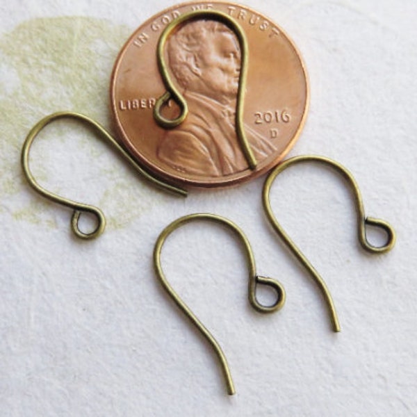 Antique Brass Ear Wires - Earring Hooks - French Hook - Fish Hook - Item M30-4