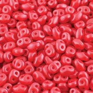 Pastel Dark Rose Opaque Glass Beads, SuperDuo 2 Hole Seed Beads, 10 grams - Item TH50-37