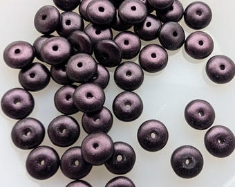 Metallic Suede Dark Plum Glass, 6mm Disk Beads - Item X204-