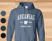 Arkansas Hoodie Vintage Athletic Sports Design Hooded Sweatshirt (Unisex)