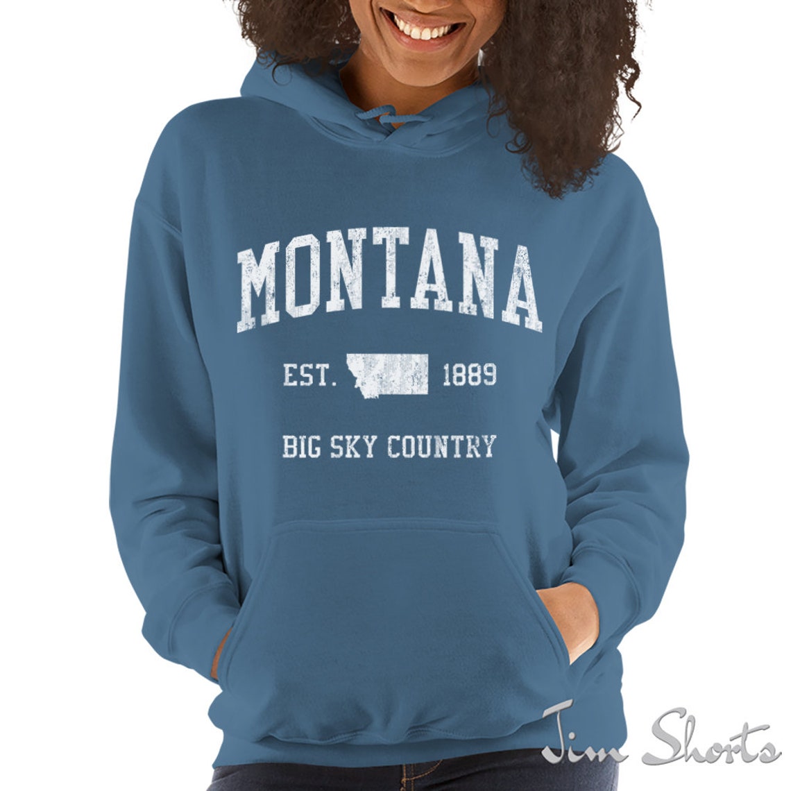 Montana Hoodie Vintage Athletic Sports Design Hooded Etsy