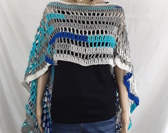 One size fits most ladies /& plus size. Crochet poncho handmade by Celebrated Crochet