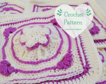 Amethist bloem oma vierkant patroon, gehaakt vierkant patroon, Afghaans blok, gehaakte vierkante tutorial