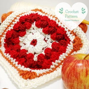 Cranberry Pie Granny Square Pattern, crochet pattern, crochet squares, granny squares, crochet square pattern, autumn crochet, fall decor