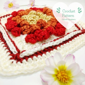 Chrysanthemum Granny Square Pattern, crochet pattern, crochet squares, granny squares, crochet square pattern, autumn crochet, fall decor