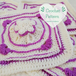 Amethyst Flower Granny Square Pattern, Crochet Square Pattern,  Afghan Block, Crochet Square Tutorial