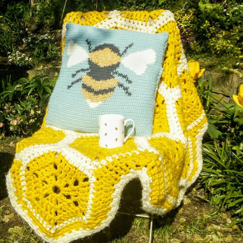 Buzzy Bee Crochet Cushion Cover Pattern Instant Pdf Download Etsy