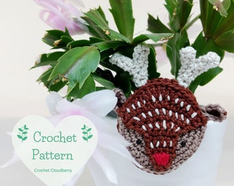 Reindeer brooch crochet pattern, Reindeer brooch, Reindeer crochet pattern, Rudolf crochet brooch pattern, Rudolf brooch