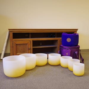 Juego de cuencos cantores de cristal de 432 Hz: 7 notas de chakras, para exteriores