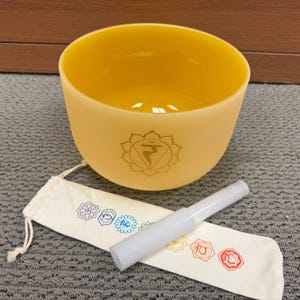 10inch E Note Crystal Singing Bowl: Yellow Solar Plexus Chakra