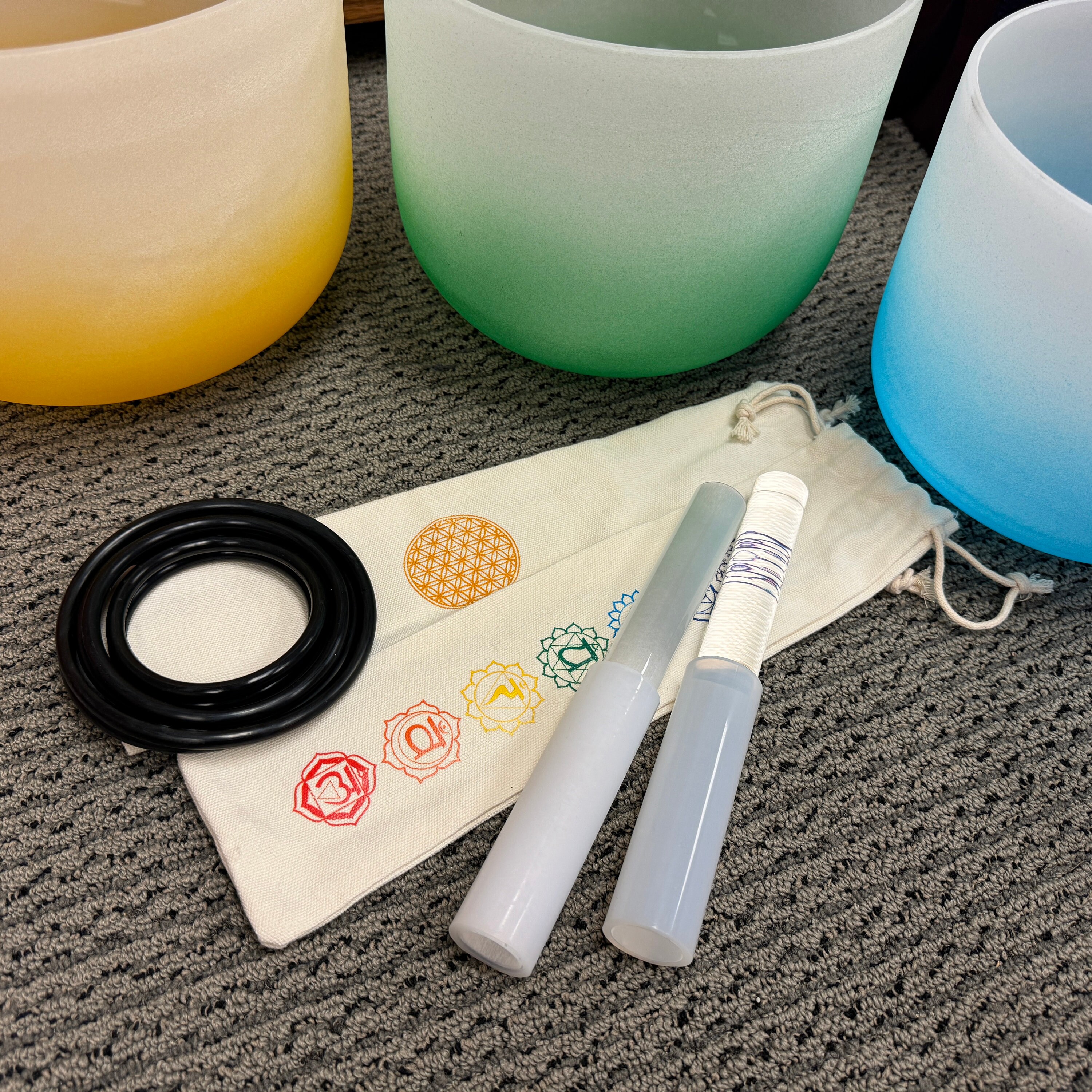 432HZ クリスタルシンギングボウルセット：7チャクラフロステッド