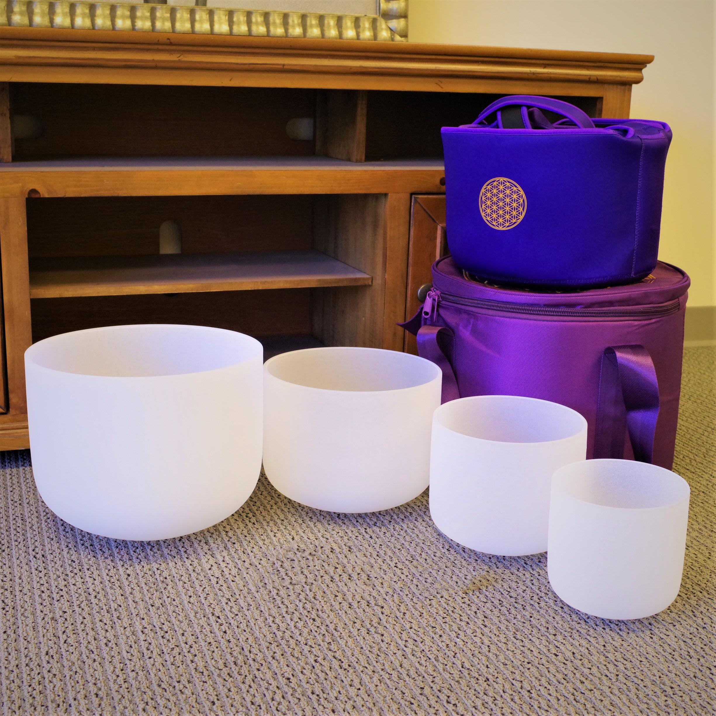 432hz/ 440hz Perfect Pitch Hand Crafted 6-12 Inch Crystal singing bowl set, 6+8+10+12inch set, 7+9+11inch set, with bag and mallets, mat