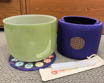 Alchemy Aurora Jade Green Crystal Singing Bowl 10&quot; C# - Sound Healing