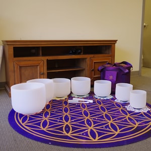 Perfect Pitch Hand Crafted 6-12 Inch Crystal singing bowls set, 7 Chakra with 7 notes, come with outdoor bags and crystal mallets