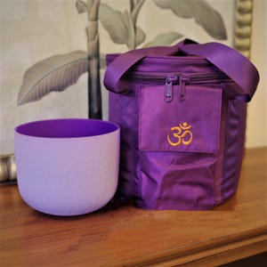8inch B note Violet Crystal Singing Bowl Meditation Bowls Crown Chakra with wood mallet & rubber ring with bag, Resonant Healing Sound
