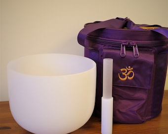 Rare Earth Light Chakra Crystal Singing Bowl, with Carrying Bag, Crystal Mallet, and O-ring, Handmade Chakra Bowl for sound healing energie