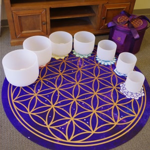 Juego de cuencos cantores de cristal de 432 Hz: cuarzo esmerilado de 7 chakras, con bolsa