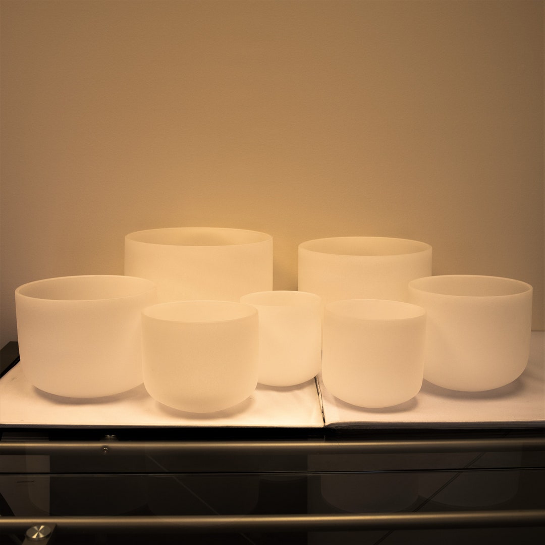 432Hz クリスタルシンギングボウルセット：7チャクラフロステッド